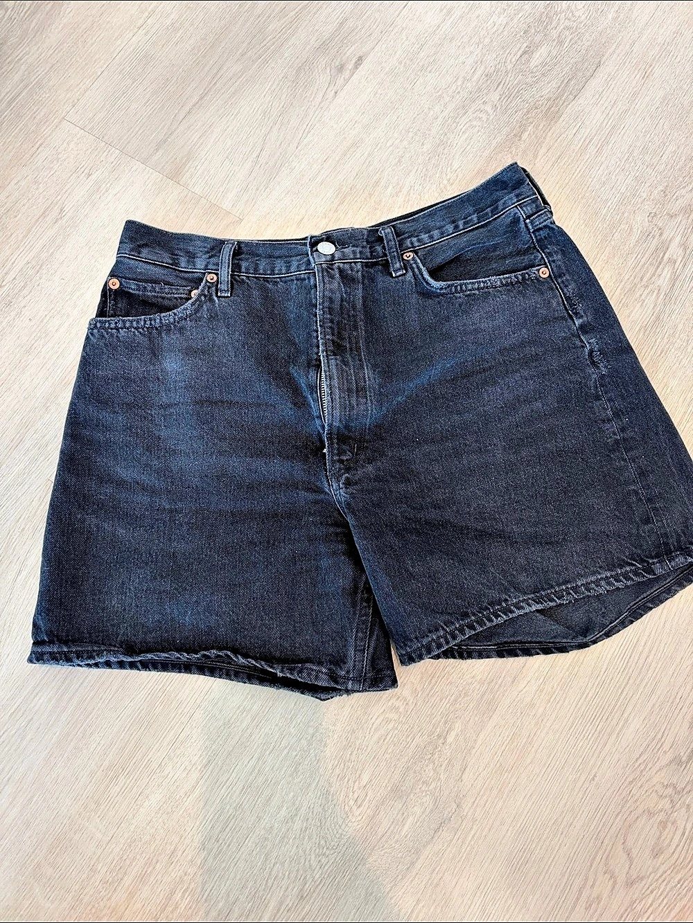 Agolde Stella High Rise Short Denim Shorts in Black Waist 30